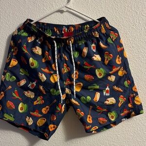 Men's Navy Blue Swim Shorts with Fun Print